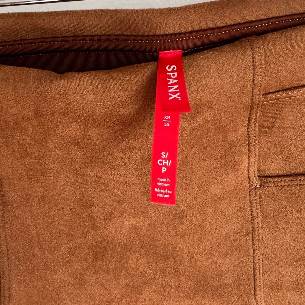 SPANX Suede-Look Camel Brown leggings